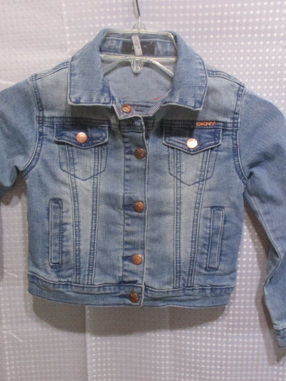 DKNY Little Girl's Light Wash Snap Up Denim Jean Jacket  Sz. 5